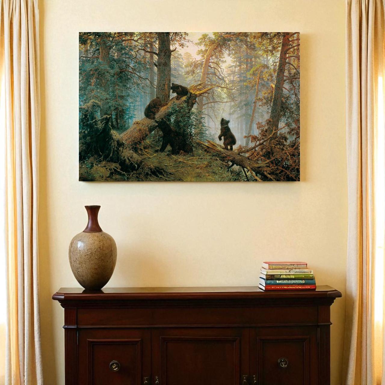 Картина-репродукция Студия Дерева Ольха Утро в сосновом лесу 60x40 см (985358471)