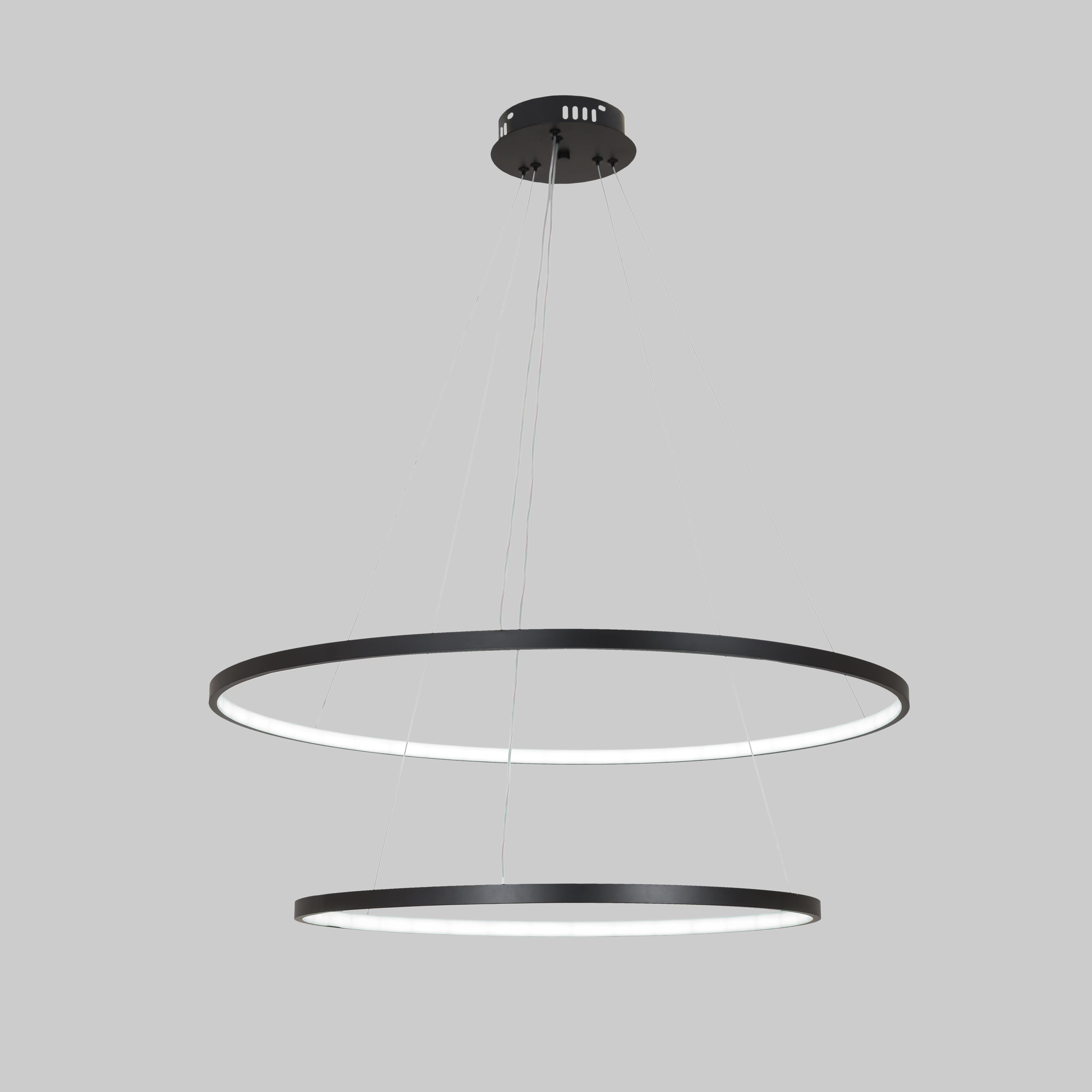 Люстра кольцевая Circle светодиодная двойная 60/80 см Черный (52-9832-2A BLACK LED (600/800))