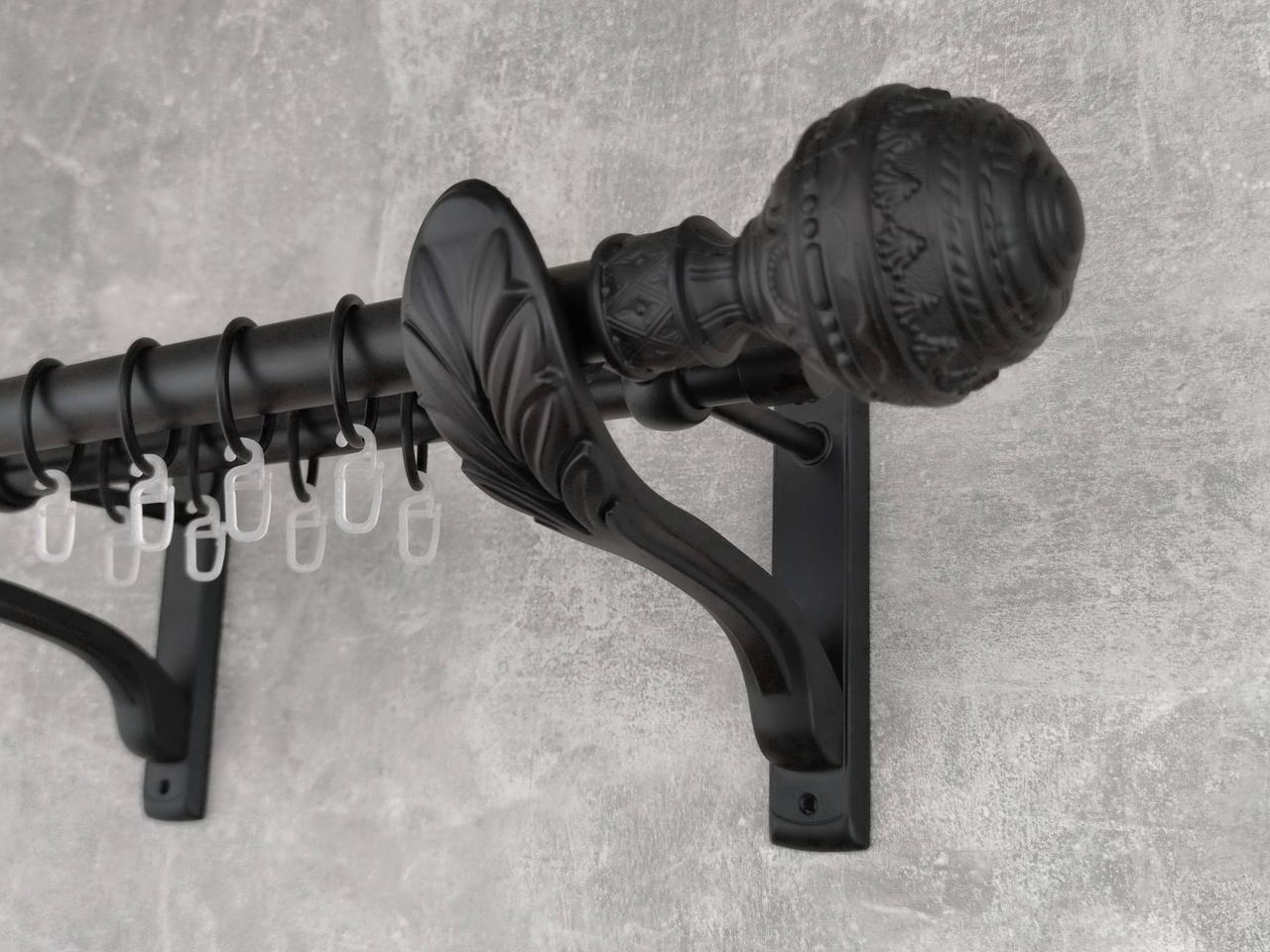 Карниз MStyle металлический для штор двухрядный Арабеска 25/19 мм гладкий 240 см Черный (5020117)