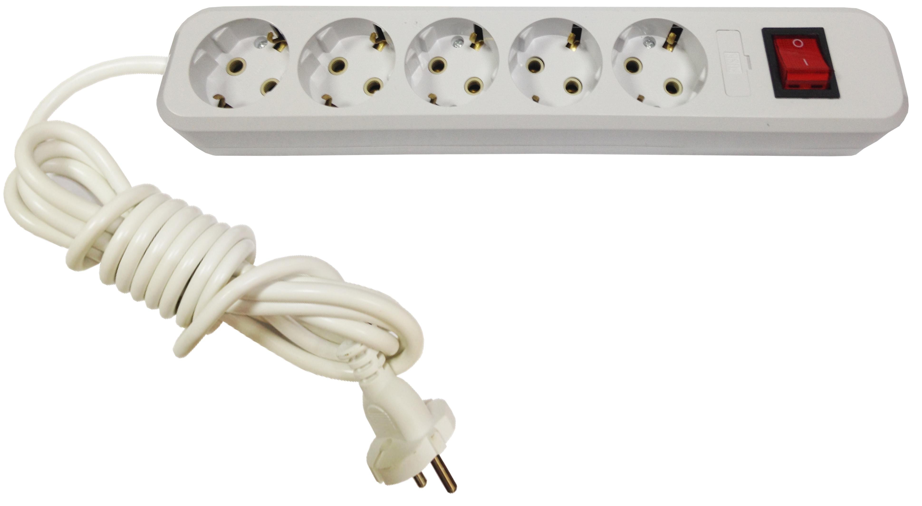 Подовжувач Lumano Modern 5 гнізд мідний провід з заземленням з вимикачем 1,5 м (18307)