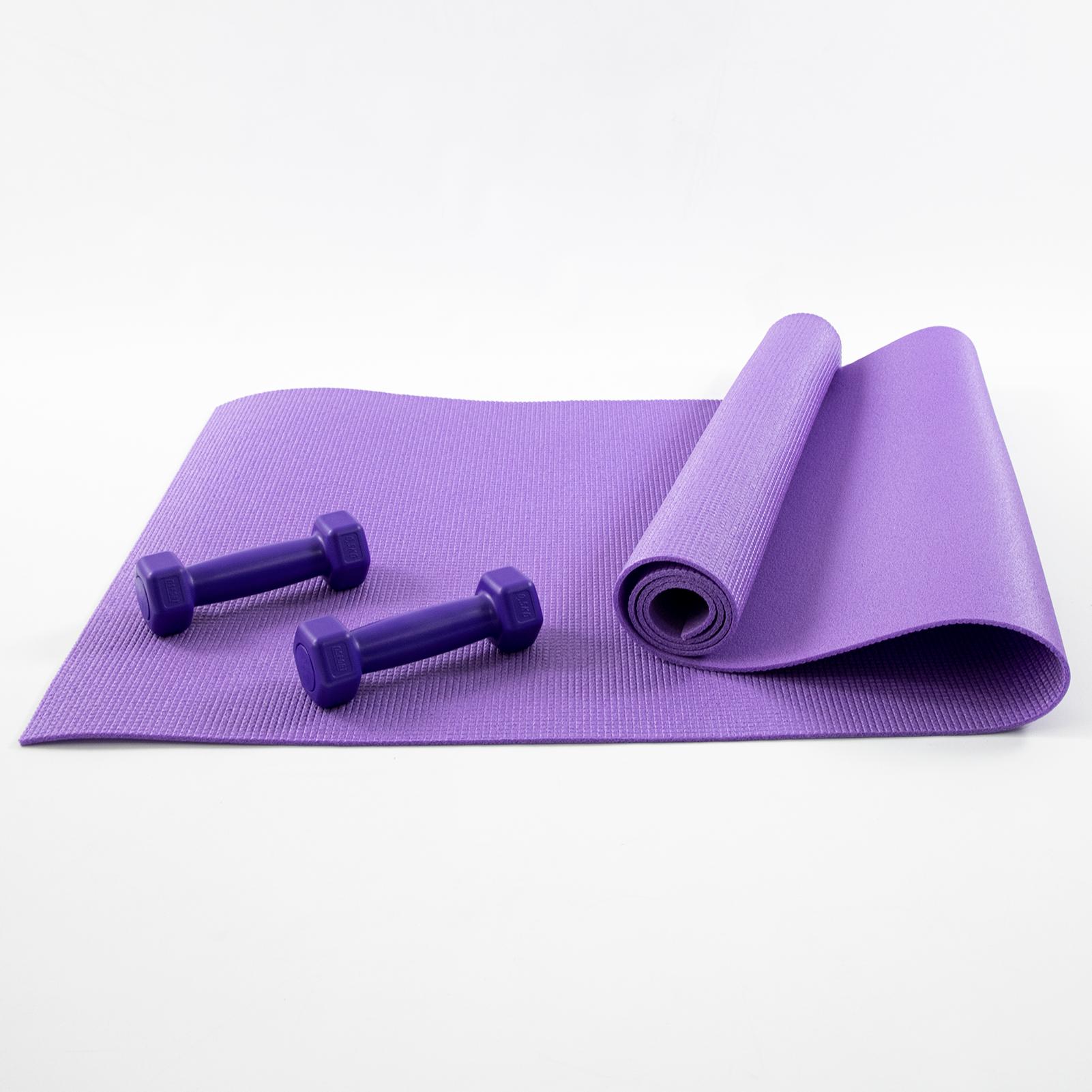 Килимок для йоги та фітнесу та гантелі для фітнесу 2 шт. по 0.5кг Osport Set 80 Фіолетово-фіолетовий (n-0110) - фото 1