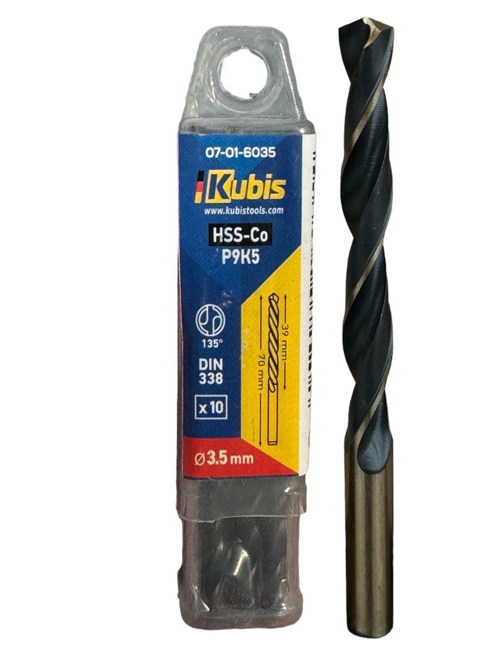 Сверло кобальт Kubis Р9К5 3,5мм (07-01-6035)
