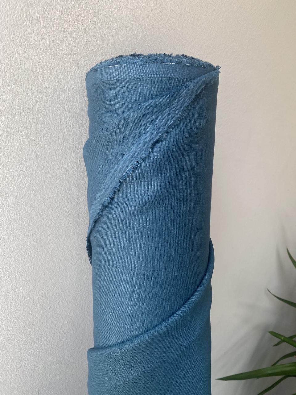 Ткань рубашечно-платьевая LINEN PLUS 100% лен 143 см 303 Темно-бирюзовый - фото 2