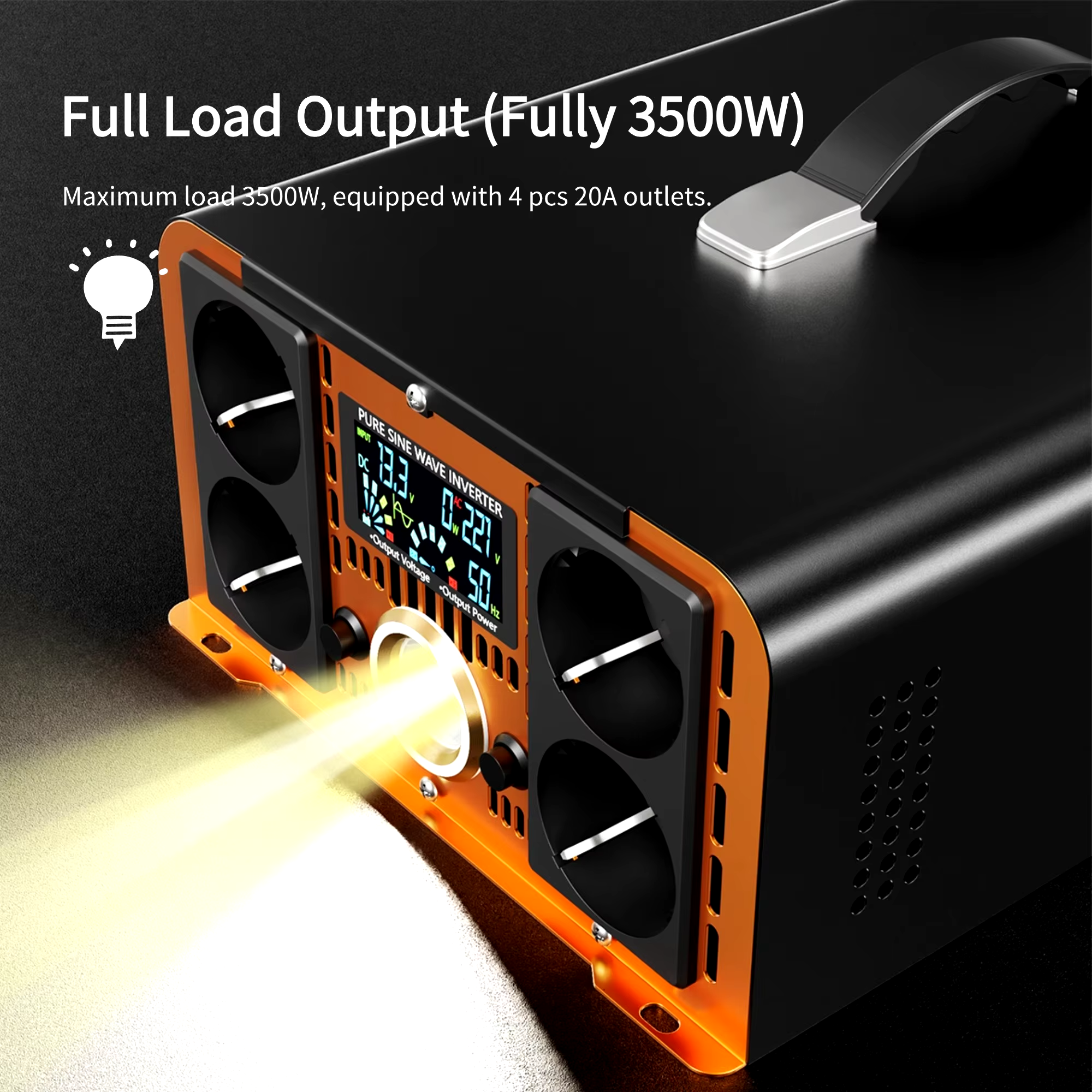 Инвертор Houli с чистой синусоидой 7000 Вт из 4 розетки EU преобразователь 12-220 V (22875232) - фото 5