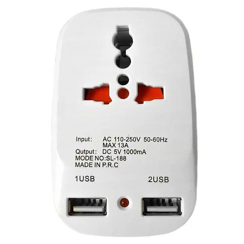 Мережевий розгалужувач Travel Adaptor 823 з 2 usb Білий (1008104-White-1)