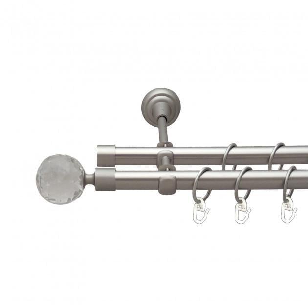 Карниз для штор Orvit Люмиера металлический двухрядный гладкая труба кольцо металлическое 19/19 мм 200 см Сатин (1930105759) Карниз для штор Orvit Люмиера металлический двухрядный гладкая труба кольцо металлическое 19/19 мм 200 см Сатин (1930105759)