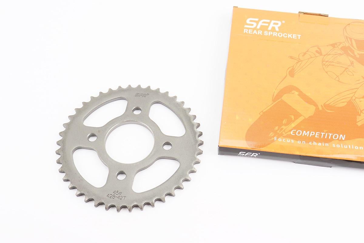 Зірка задня до мотоцикла Viper-125-150J WY125 BOXER BM/BMX ZS125J спиці крок 428 42 зуб d 58 мм міжцентрове 90 мм загартована (999882)