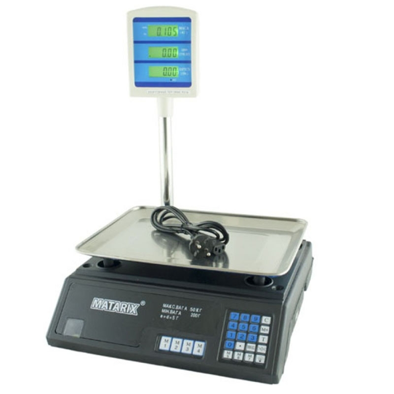 Ваги торговельні Matarix MX-411+ електронні 50 кг (tf7018) - фото 3 Ваги торговельні Matarix MX-411+ електронні 50 кг (tf7018) - фото 3