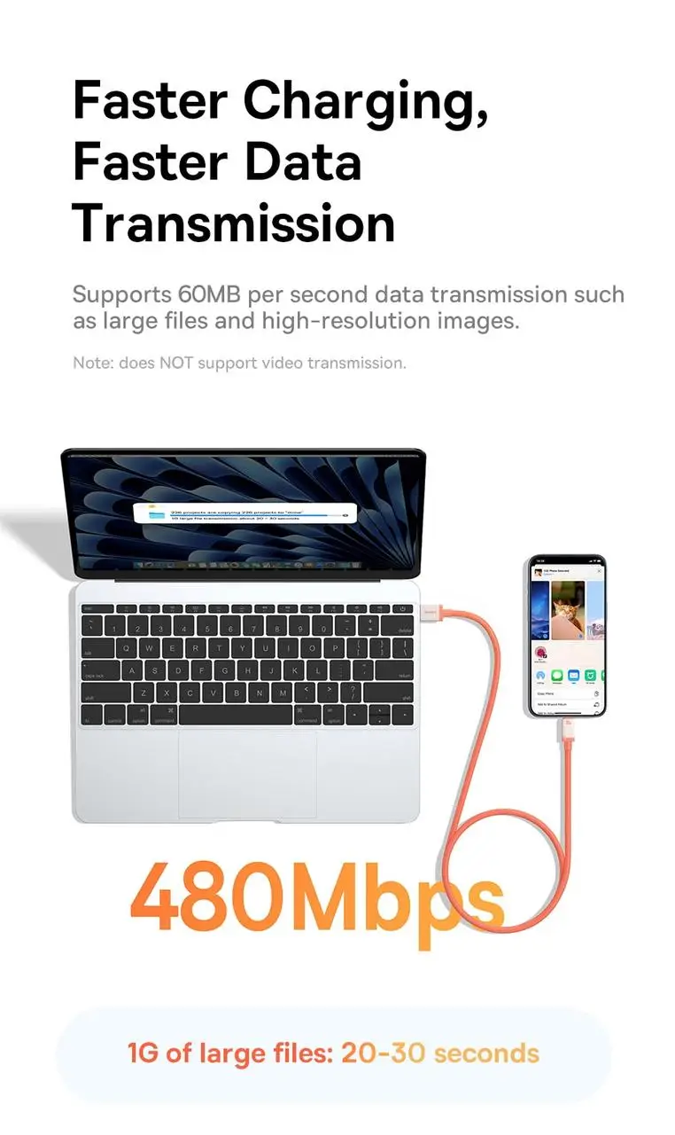 Кабель BASEUS 0 ℃ Series Fast Charging Cable USB to Type-C P10368801731-00 100W 1 м Coral - фото 5