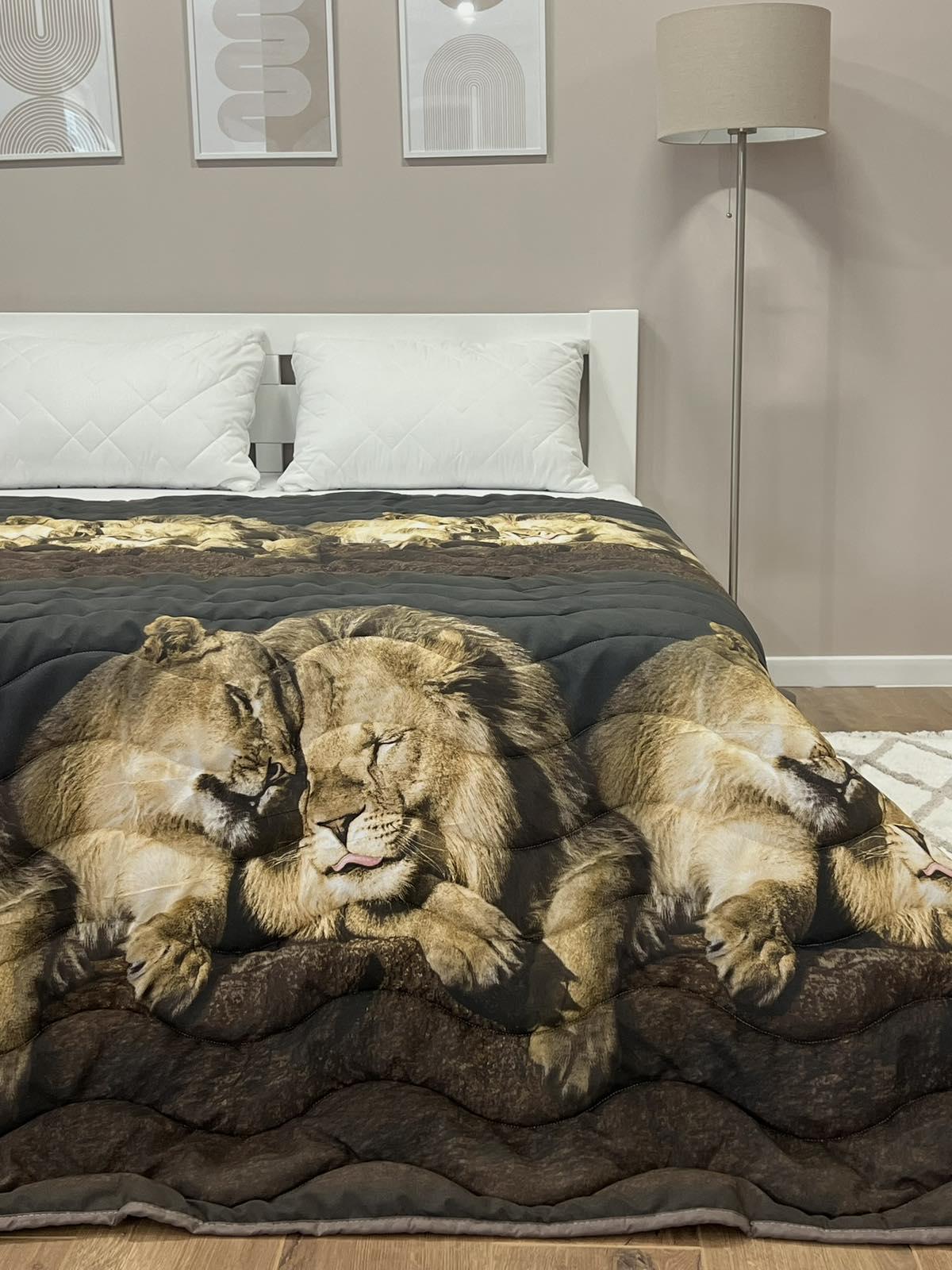 Одеяло летнее двухстороннее с рисунком полутораспальное 150x210 см Шоколадный (27188226) - фото 5