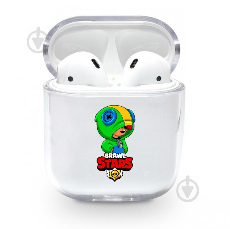 Прозрачный силиконовый чехол Apple AirPods с рисунком - Leon / Brawls Stars (KAP1101)
