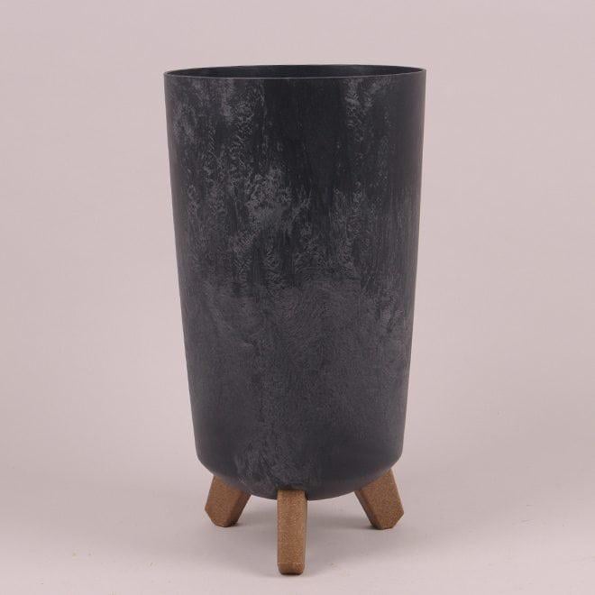 Горшок пластмассовый Flora GRACIA TUBUS SLIM BETON EFFECT 93640 на ножках 20 см Антрацитовый (DR015626)