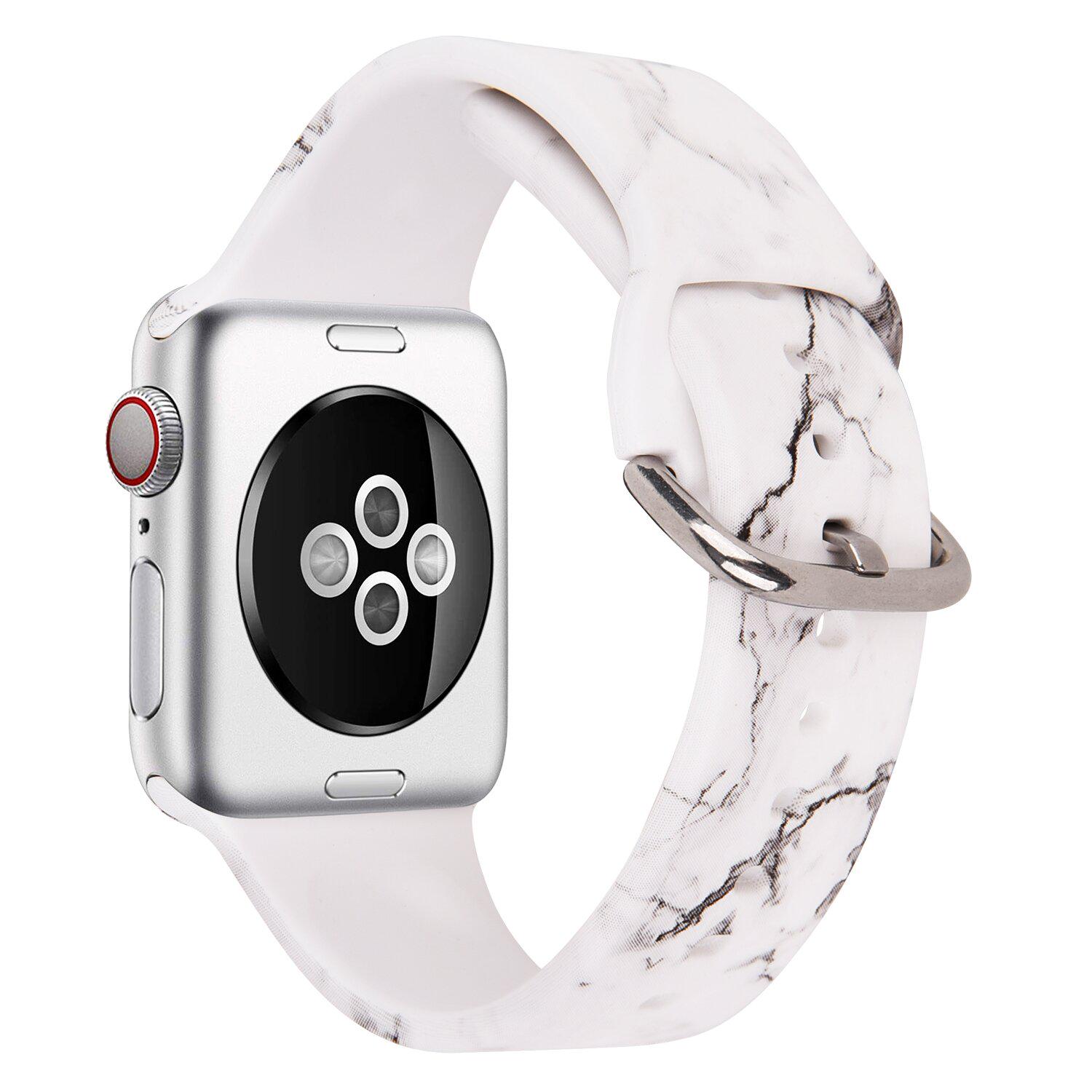 Силиконовый ремешок для Apple Watch Мраморный 38-40 мм Белый