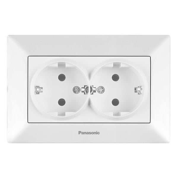 Розетка Panasonic Arkedia Slim подвійна із заземленням Білий (23830966)