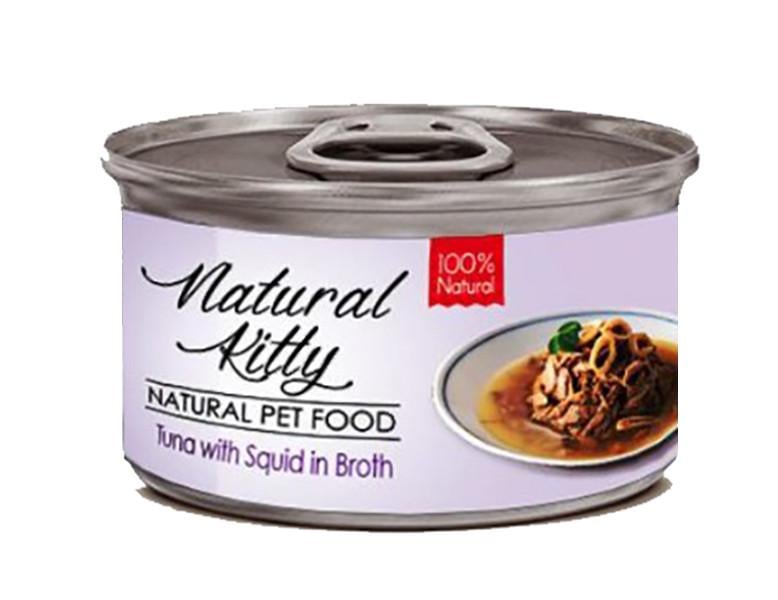 Корм для котів вологий Natural Kitty Broth Series Tuna with squid in broth Тунець з кальмарами у бульйоні 80 г (24351940)