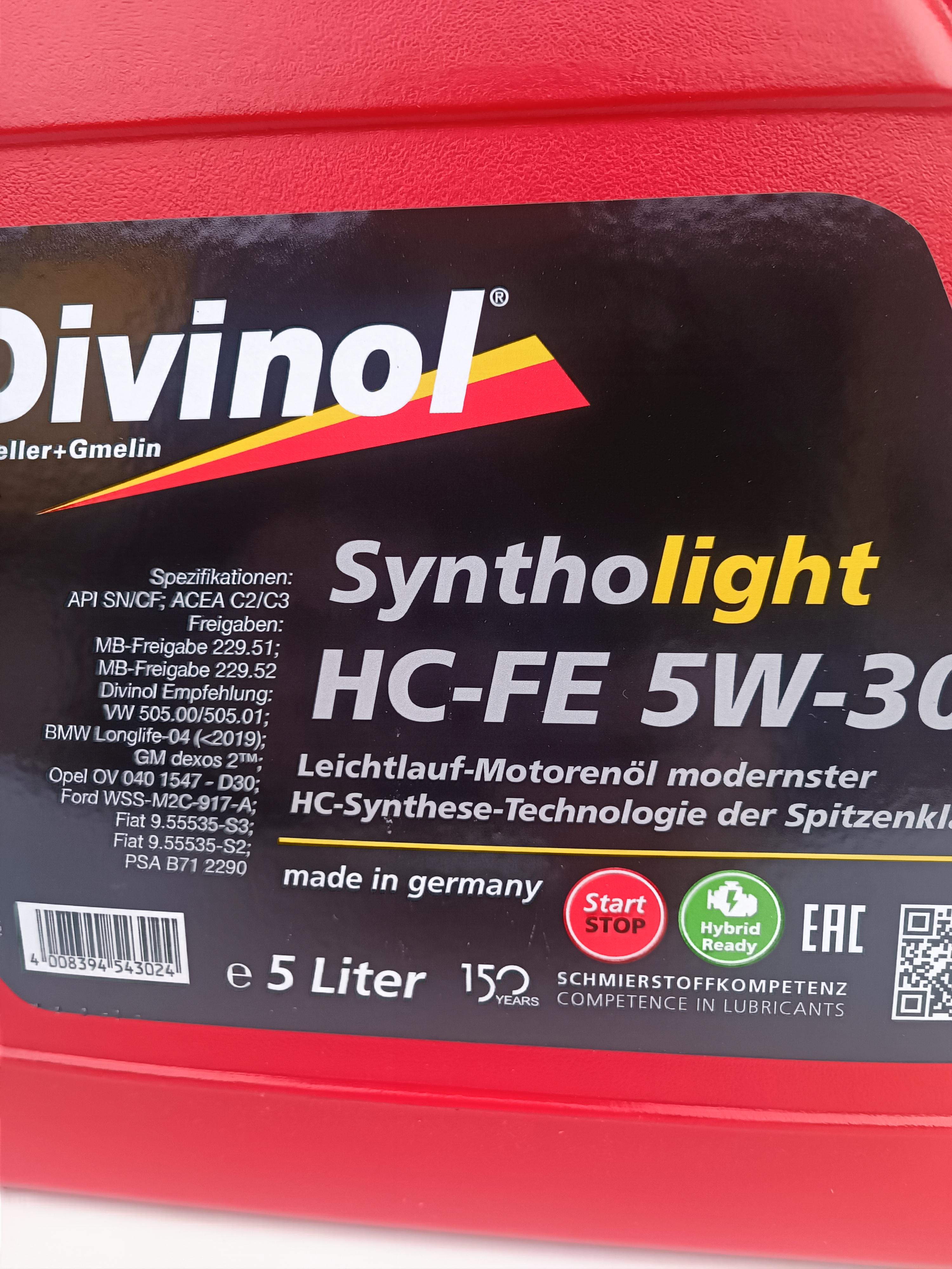 Моторне мастило Divinol Syntholight HC-FE 5W-30 5 л (492605) - фото 2