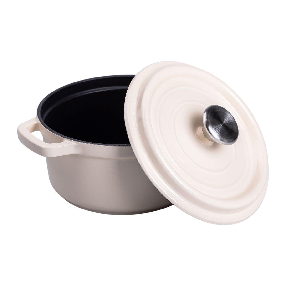 Кастрюля чугунная эмалированная с крышкой 2 л 20 см Бежевый - фото 6 Кастрюля чугунная эмалированная с крышкой 2 л 20 см Бежевый - фото 6