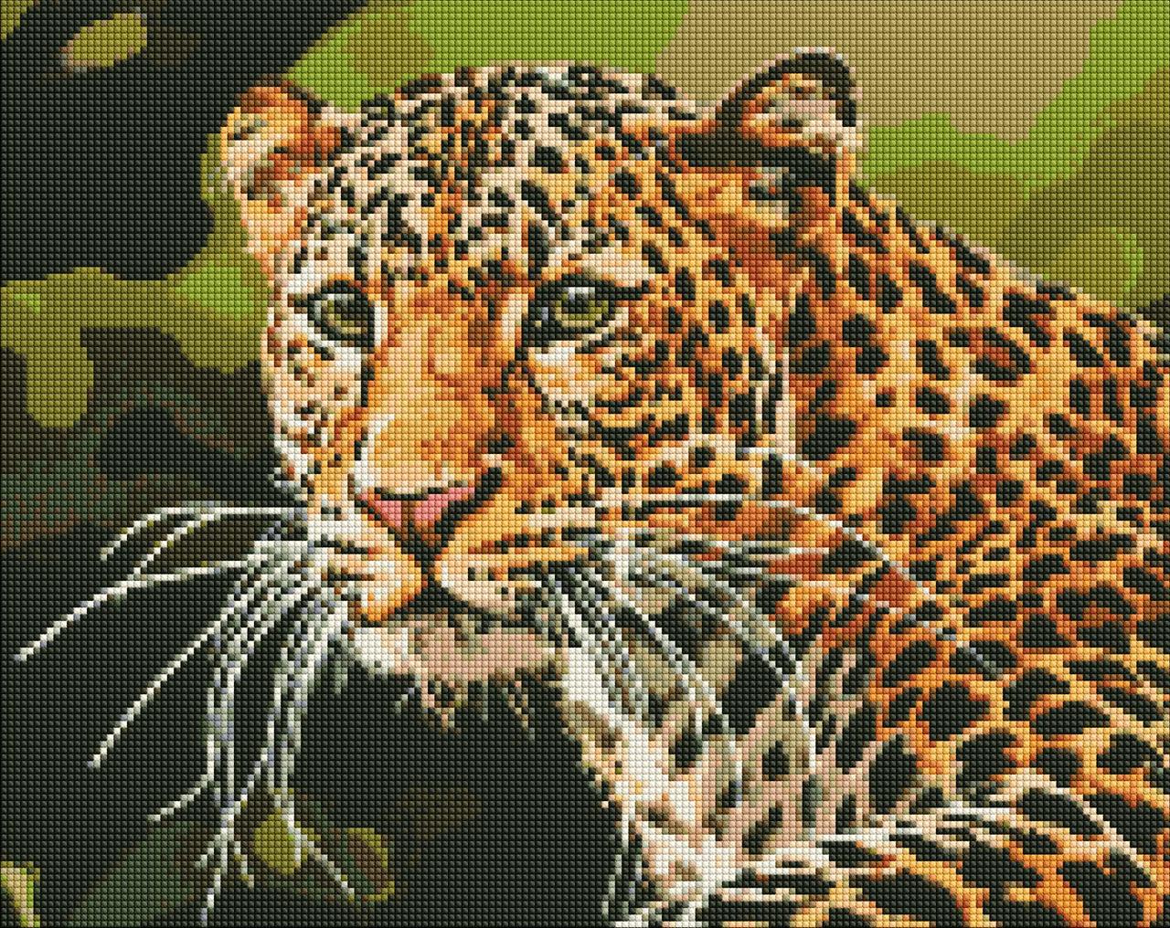 Алмазная мозаика/вышивка Ideyka Зеленоглазый леопард 40х50 см (AMO 7502)