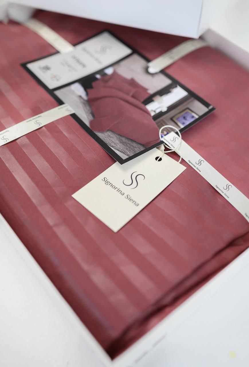 Комплект постільної білизни Signorina Siena зі страйп-сатину полуторний 50х70 см/70х70 см Вишня (0022P) - фото 2