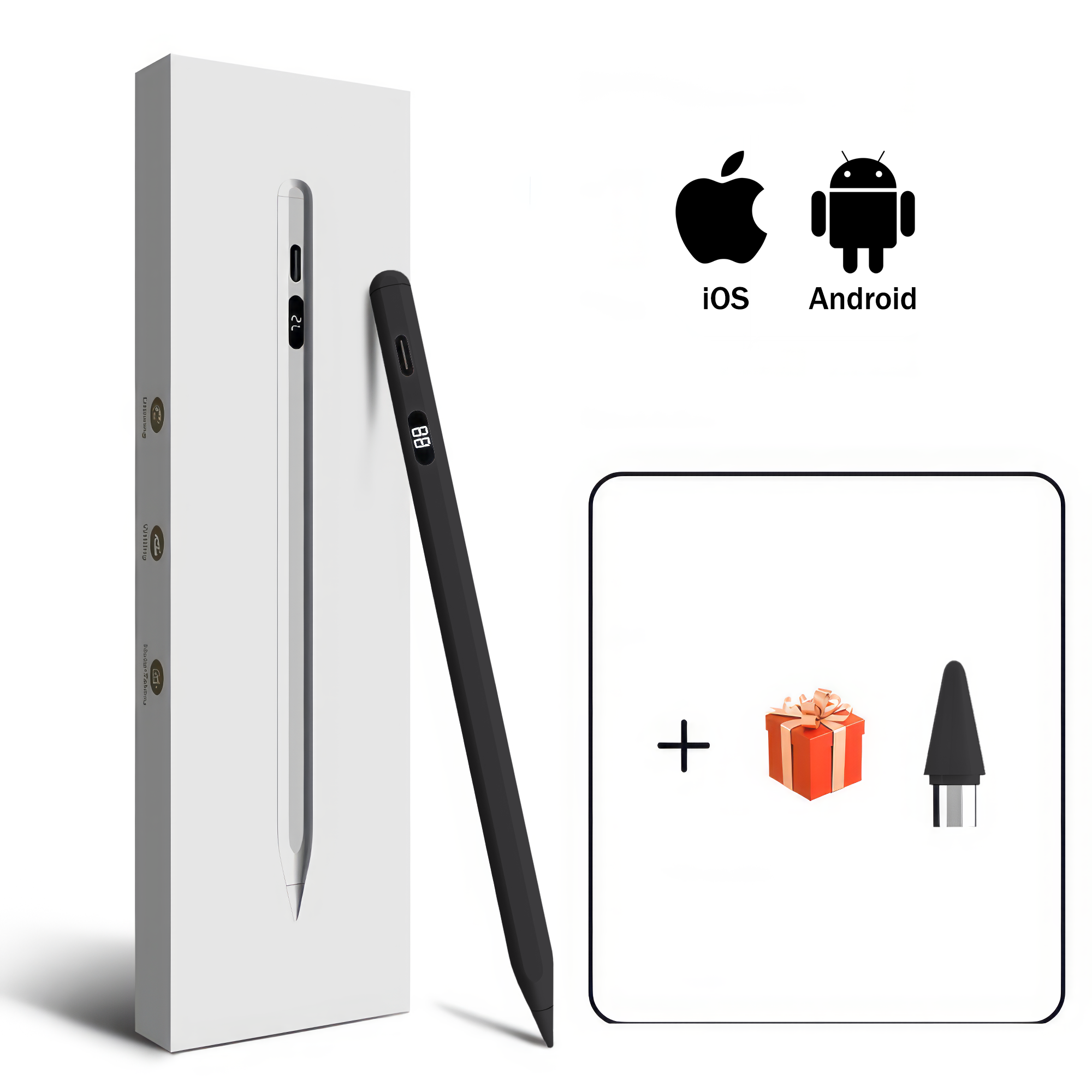 Стилус универсальный с дисплеем цифровой адаптивный для iOS и Android Черный (21012) - фото 2 Стилус универсальный с дисплеем цифровой адаптивный для iOS и Android Черный (21012) - фото 2