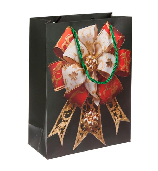 Новогодний пакет Бантик-04 26х32х10 см (10576) - фото 1 Новогодний пакет Бантик-04 26х32х10 см (10576) - фото 1