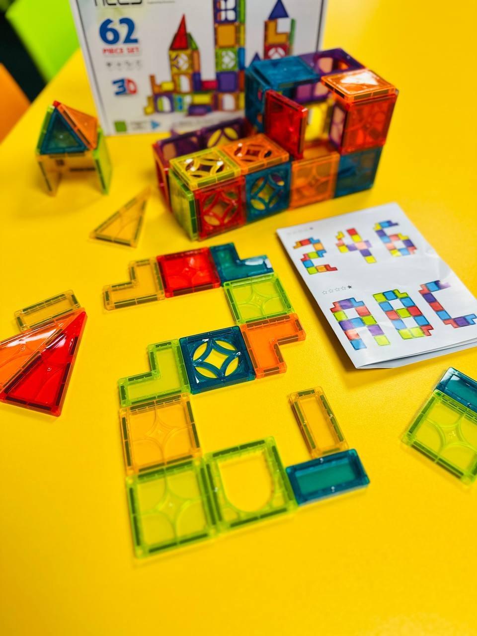 Конструктор детский магнитный 62 эл. для девочки и мальчика от 3 лет (2774253333) - фото 2 Конструктор детский магнитный 62 эл. для девочки и мальчика от 3 лет (2774253333) - фото 2