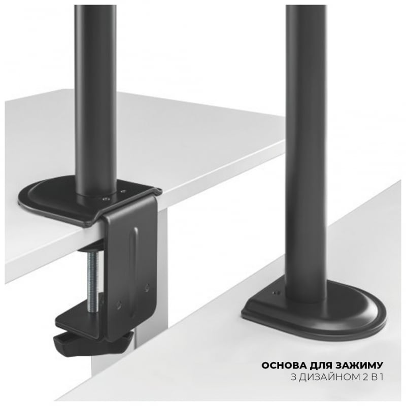 Кронштейн для монітора Brateck LDT66-C024 для двох моніторів 15-26" Чорний (22631568) - фото 9