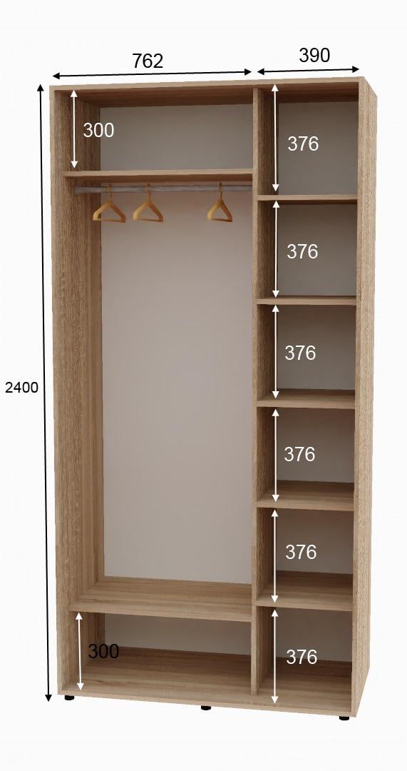 Шафа-купе дводверна Алекса ДСП 120х60х240 см Дуб Сонома - фото 2 Шафа-купе дводверна Алекса ДСП 120х60х240 см Дуб Сонома - фото 2