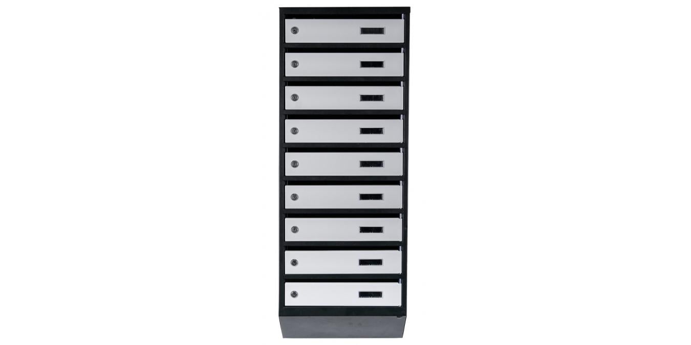 Почтовый ящик на 9 квартир Галиндустрия ЯП-09-А металлический 390x1050x200 мм Черно-серый (14-119-000004067)