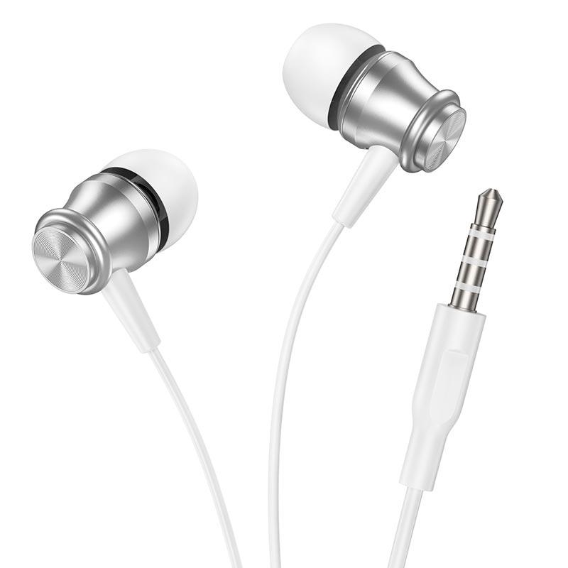 Наушники проводные Borofone Platinum Metal Universal Earphones with microphone BM75 1,2 м White (11169237) - фото 1