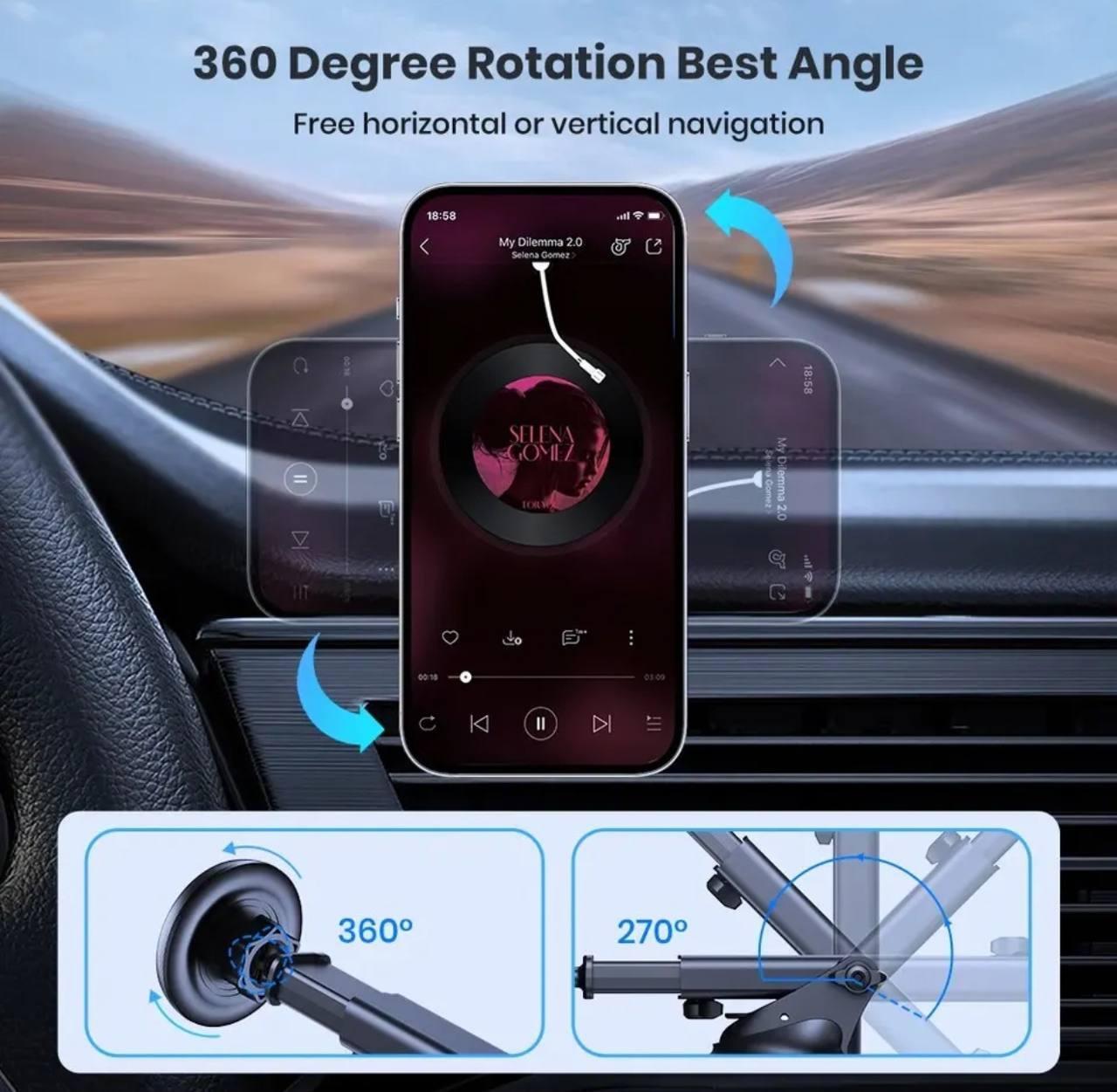 Тримач для телефона автомобільний Topk магнітний на присосці Black (715166923498) - фото 2 Тримач для телефона автомобільний Topk магнітний на присосці Black (715166923498) - фото 2