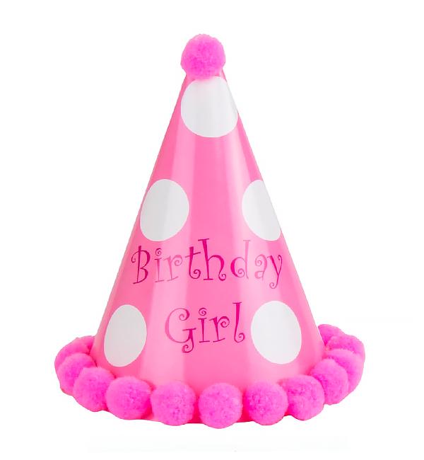 Колпачки бумажные Birthday girl 1 шт. Розовый (12337641)
