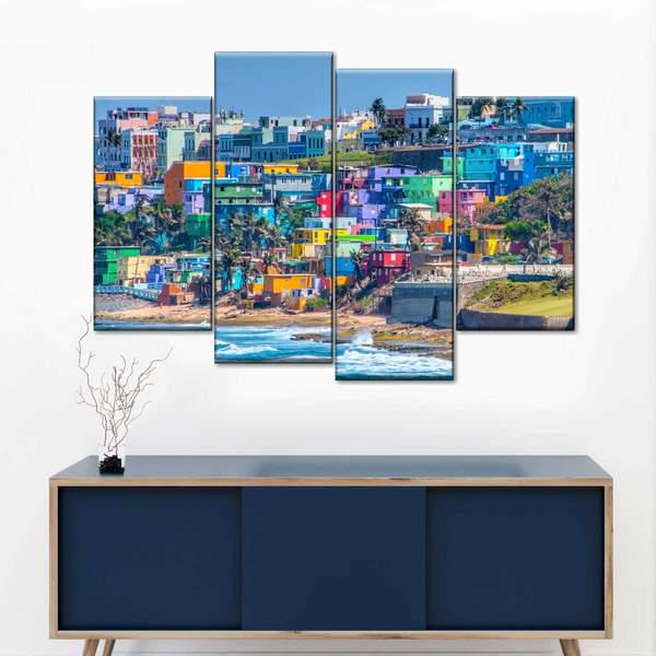 Модульная картина KIL Art Город на побережье из четырех частей 129x90 см (M4_L_54)