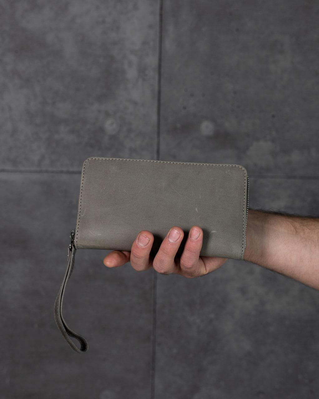 Клатч-гаманець шкіряний з натуральної шкіри Crazy Horse Сірий (2786206172) - фото 7 Клатч-гаманець шкіряний з натуральної шкіри Crazy Horse Сірий (2786206172) - фото 7