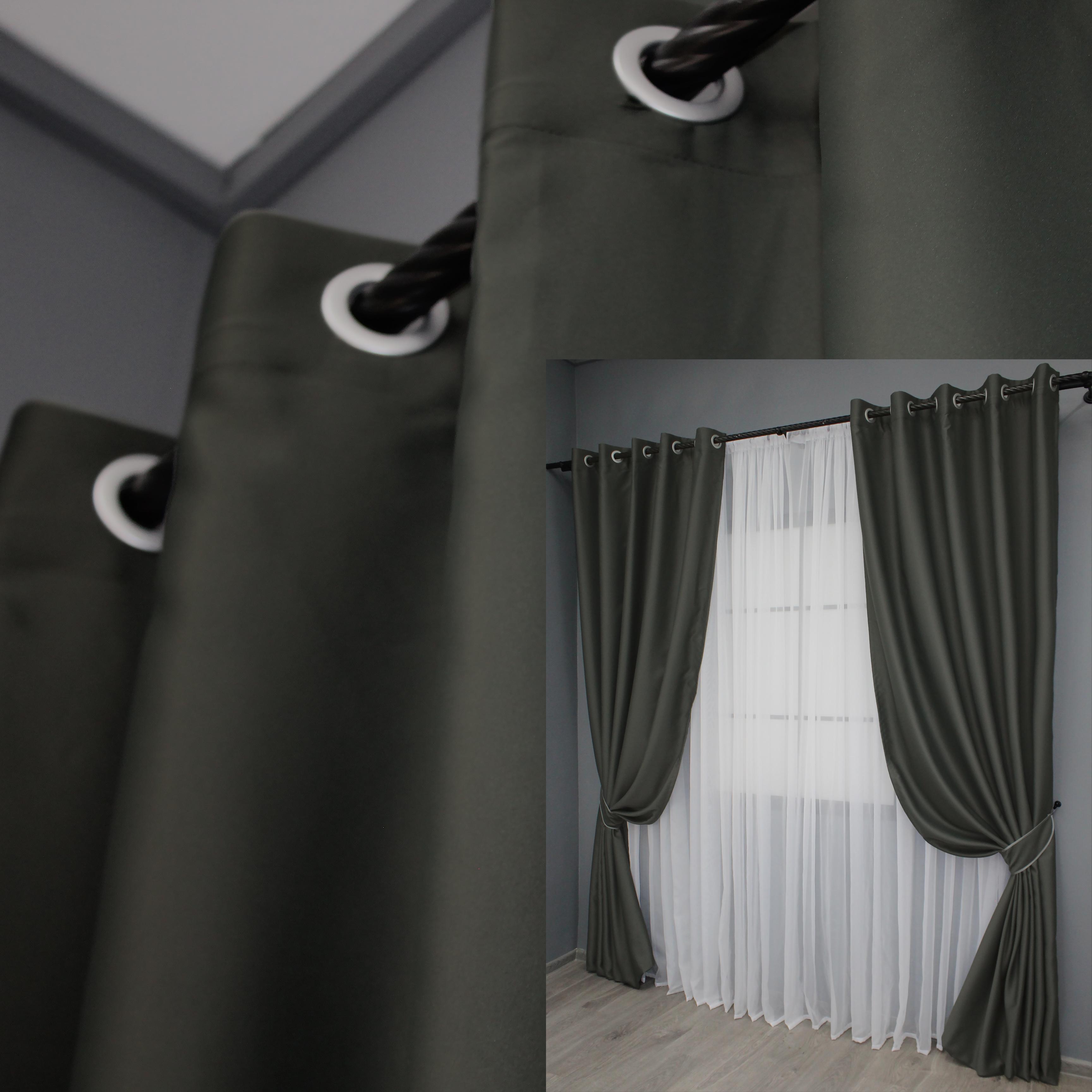 Комплект штор на люверсах VR-Textil Midnight № 1400ш 150х270 см 2 шт. Темно-сірий (37-0140) - фото 4 Комплект штор на люверсах VR-Textil Midnight № 1400ш 150х270 см 2 шт. Темно-сірий (37-0140) - фото 4