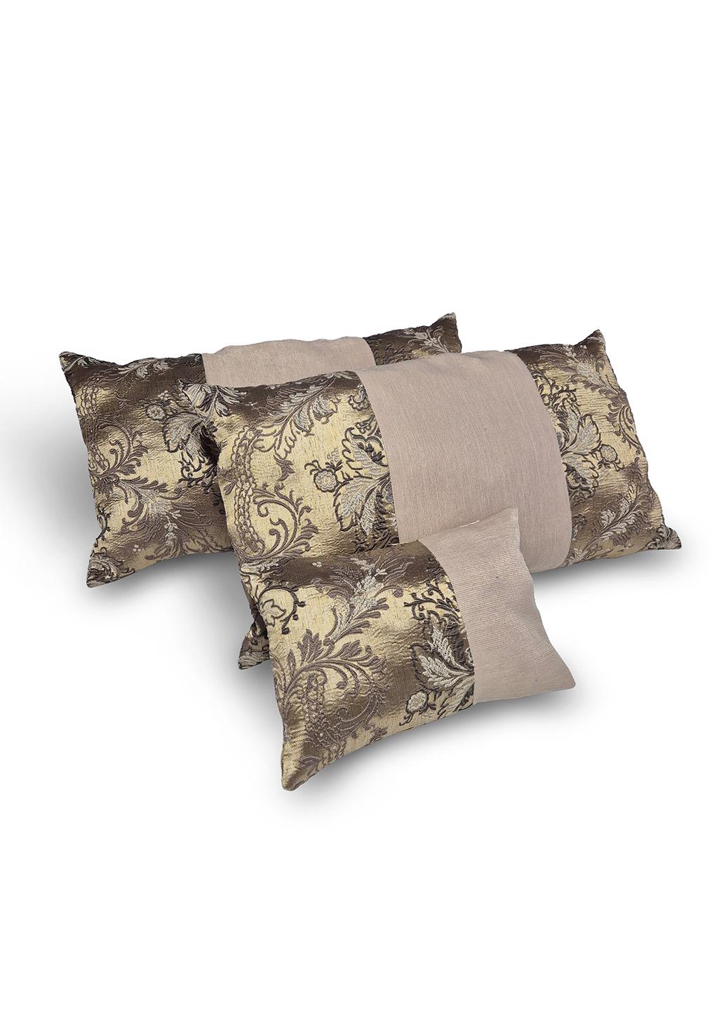 комплект декоративных подушек Firanka Plants 60х33 см 2 шт./30х20 см 3 ед. Бежевый/Золотистый (п_0840)