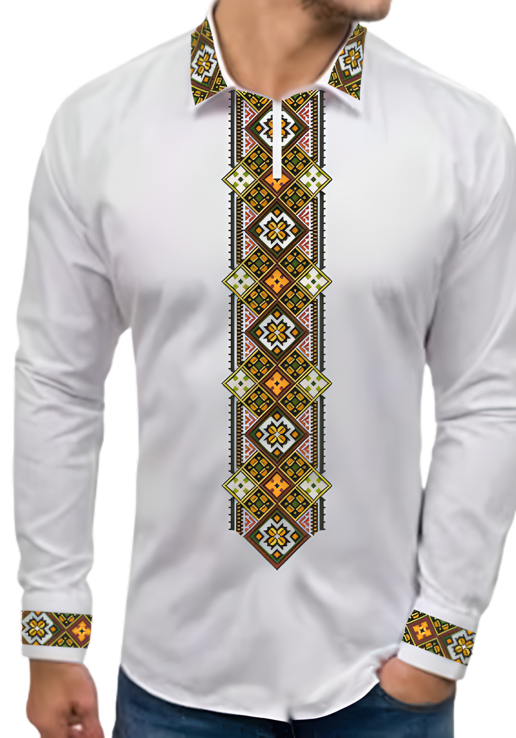 Заготовка для вишивки нитками або бісером/сорочка чоловіча не пошита СЧД-310 домоткане полотно