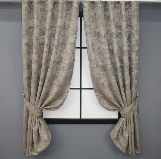 Комплект штор Sultan YL жаккард 1,3х1,7 м 2 шт. Бежево-серый (1208ш)