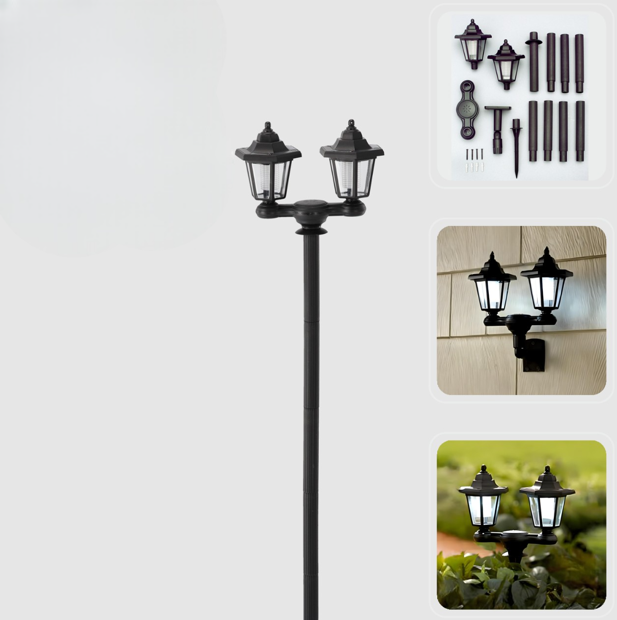 Светильники солнечные садовые двойные Garden Line SOL613 на солнечной батарее 27,5x27,5x152 см (24723126) - фото 2