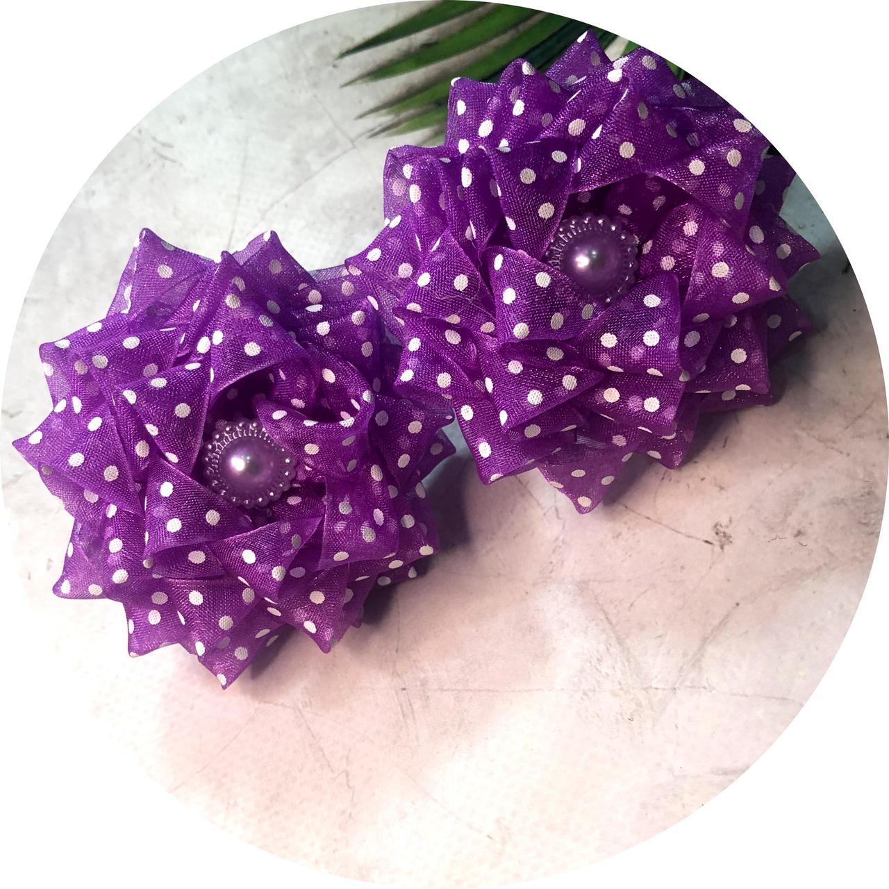 Бантик для волос детский на заколке D8 см Фиолетовый (10281)