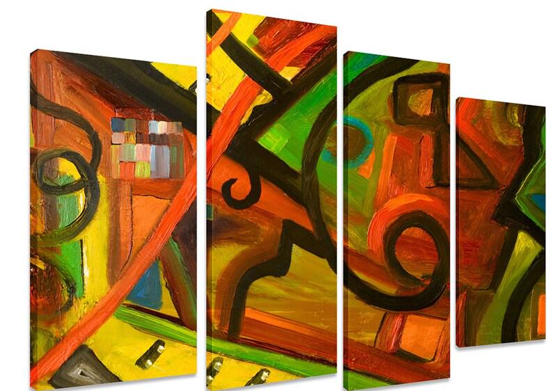 Модульная картина KIL Art Смесь линий и форм на холсте из четырех частей 89x56 см (M4_M_368)