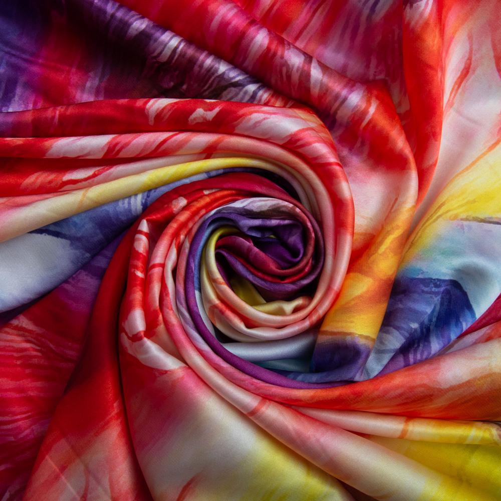 Ткань плательная атлас шелк акварель Красный (22342)