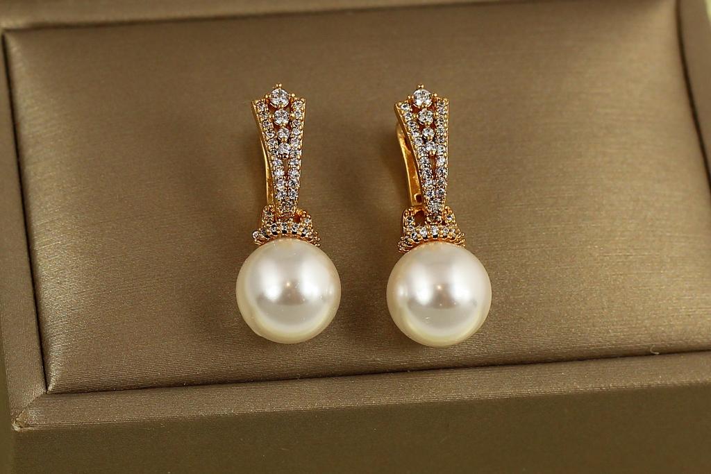 Серьги подвески Xuping Jewelry Жемчужина желаний 2,5 см Золотистый (31214123)