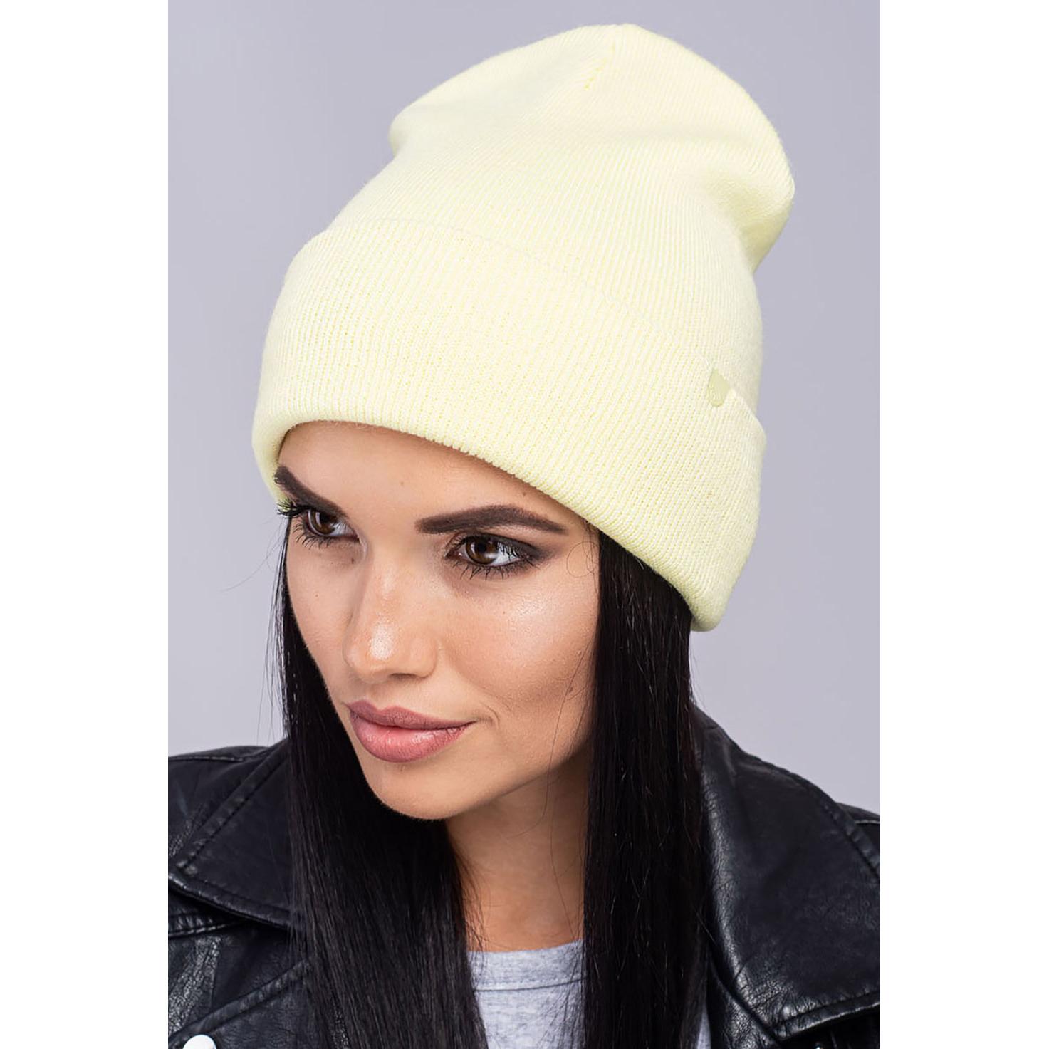 Шапка Leks КАПРИЗ двойная шерстяная с отворотом удлиненная One size Желтый (121125)