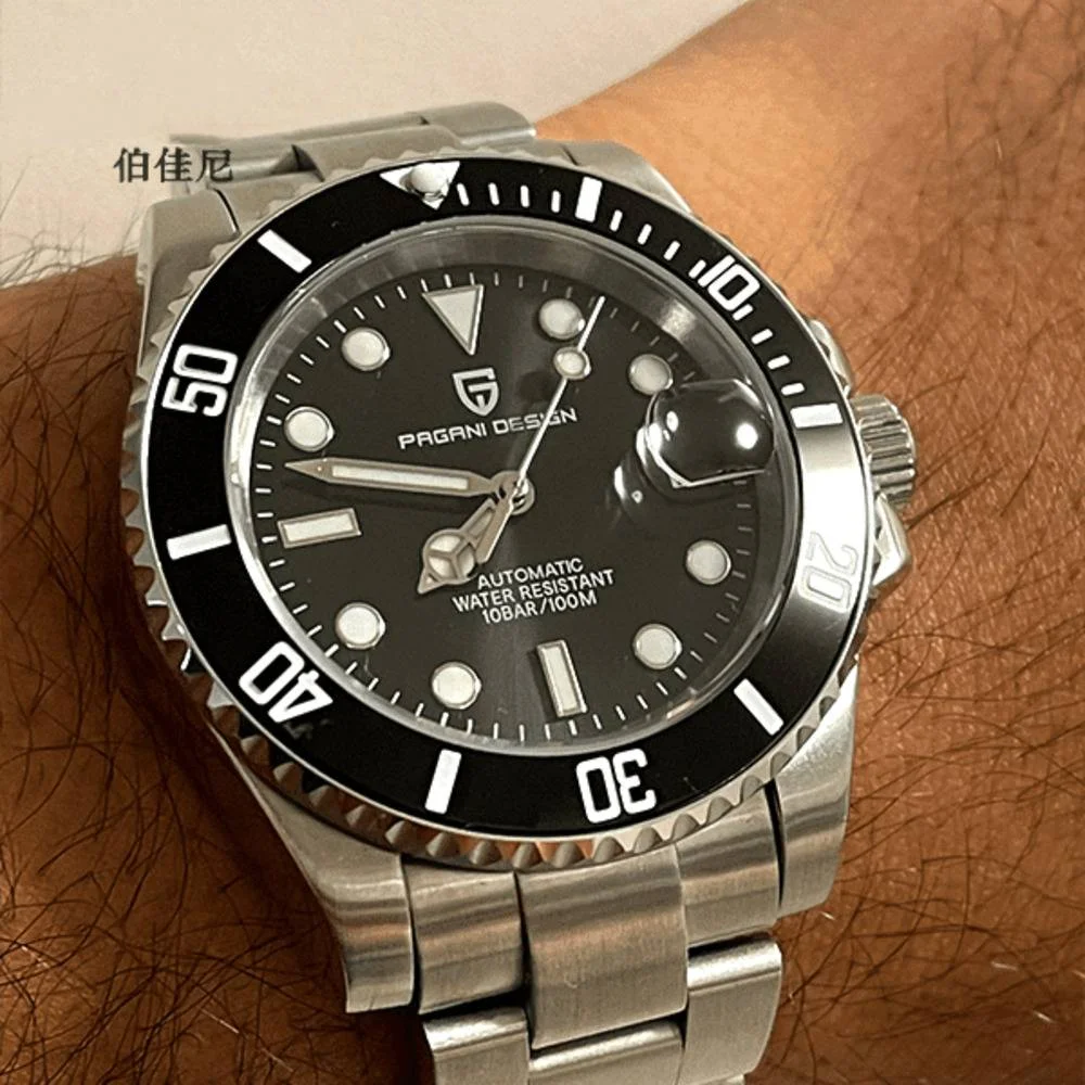 Годинник механічний Pagani Design PD-1661 водонепроникний з автопідзаводом Silver/Black (22818296) - фото 3 Годинник механічний Pagani Design PD-1661 водонепроникний з автопідзаводом Silver/Black (22818296) - фото 3