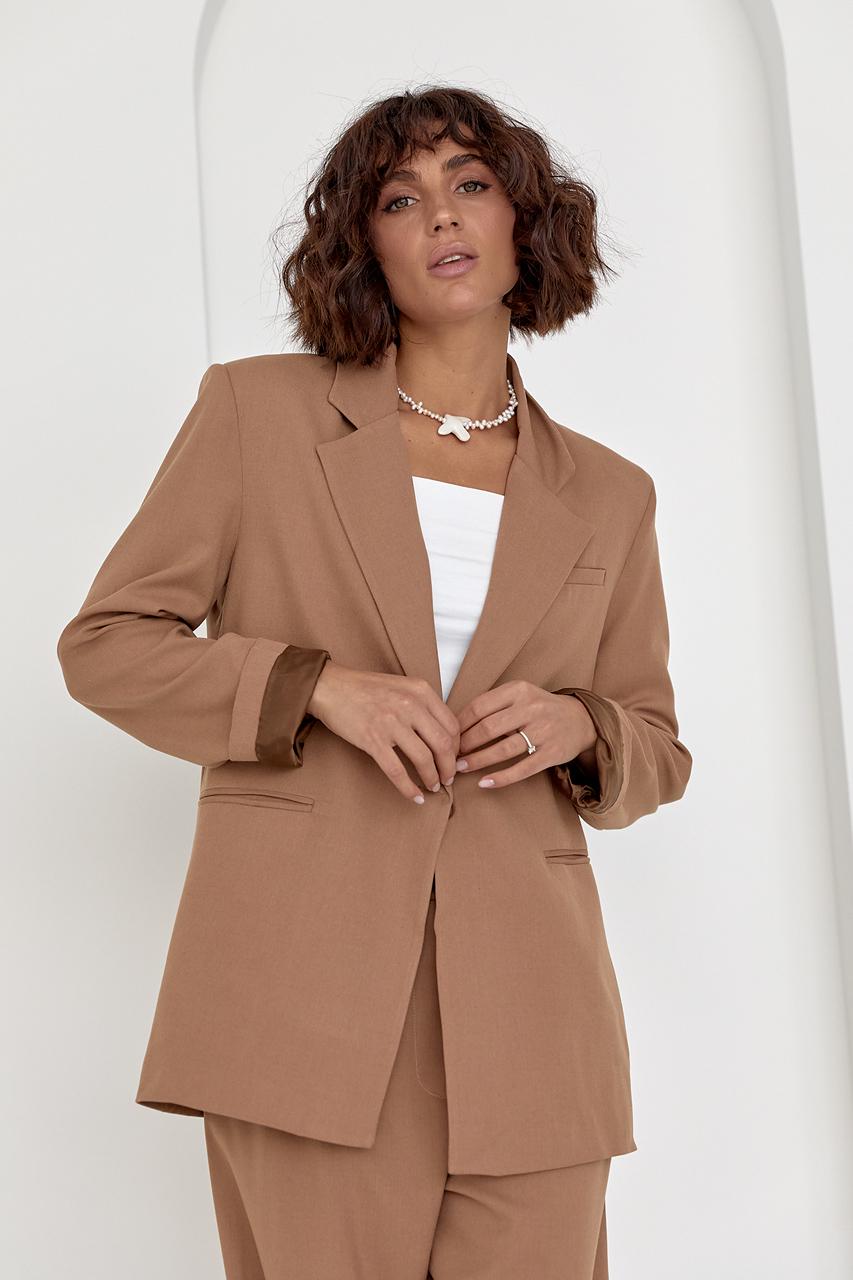 Піджак однобортний на ґудзику L Коричневий (11686263) - фото 7 Піджак однобортний на ґудзику L Коричневий (11686263) - фото 7