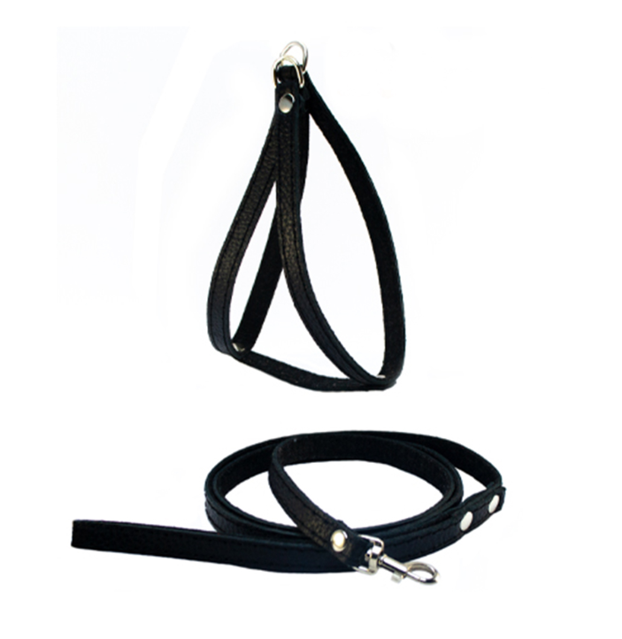 Шлеяка човен/повідець шкіра строчені з підкладом Чорний (00000006964)