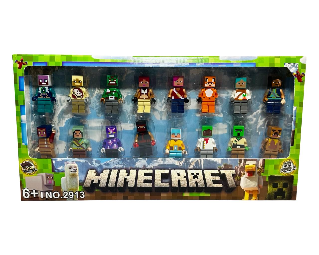 Набор детских игровых фигурок Minecraft персонажи с оружием 16 шт. (2913)