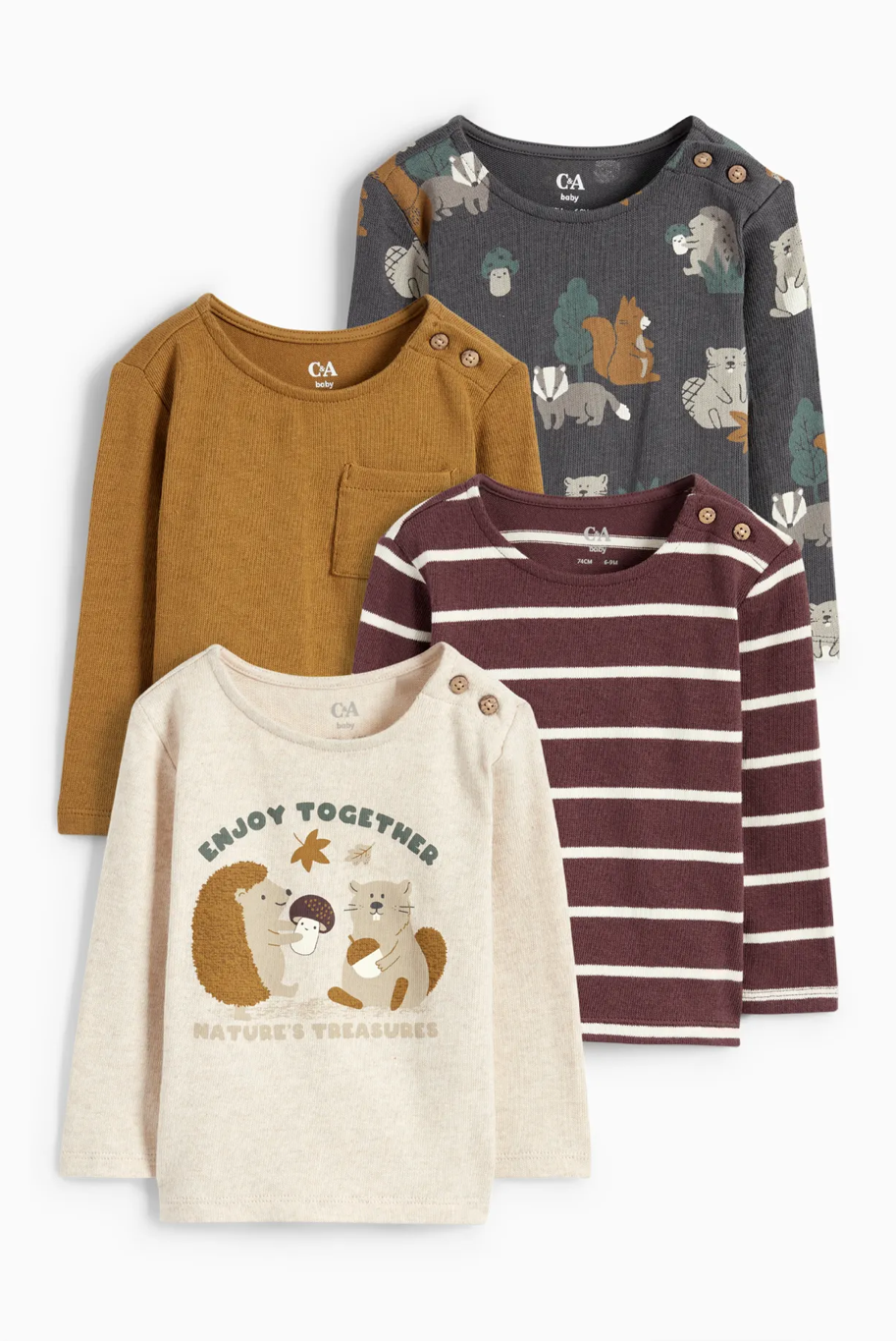 Набір дитячих лонгслівів для хлопчика C&A 98 см 4 шт. Різнокольоровий (250827271)