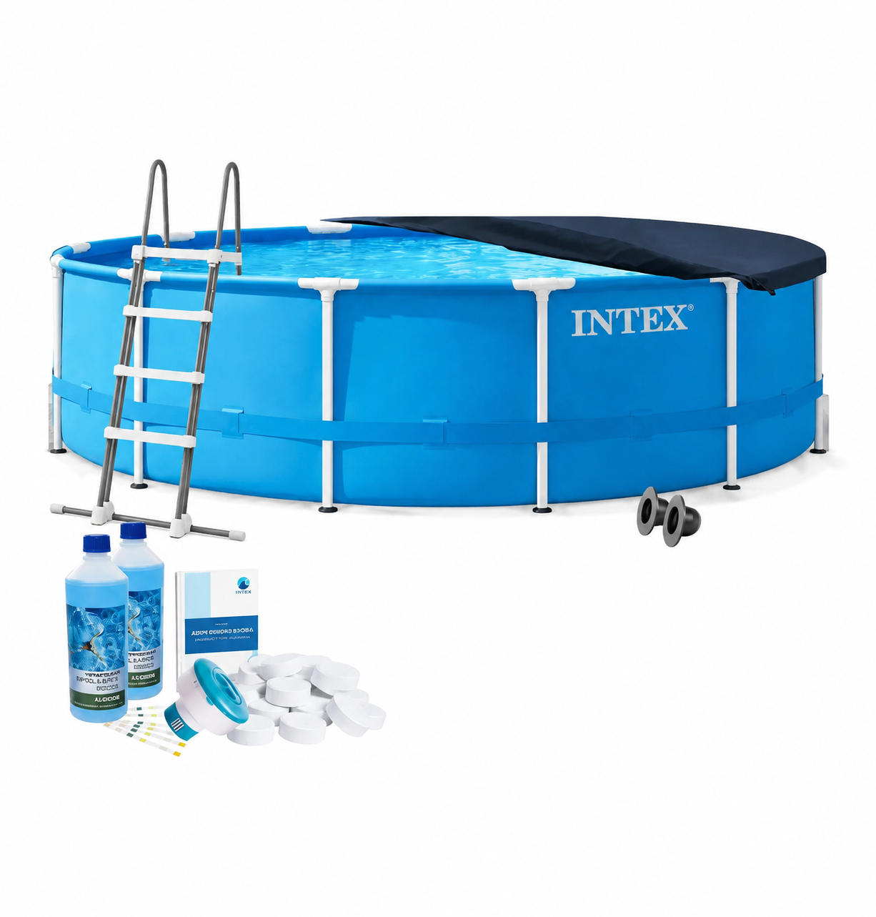 Бассейн каркасный круглый Intex 28242-6в1 457х122 см с подстилкой/лестницей/тентом/химией Синий (147-9-28242-6)